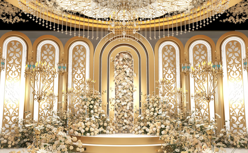 九寨沟香槟色调婚礼堂效果展示